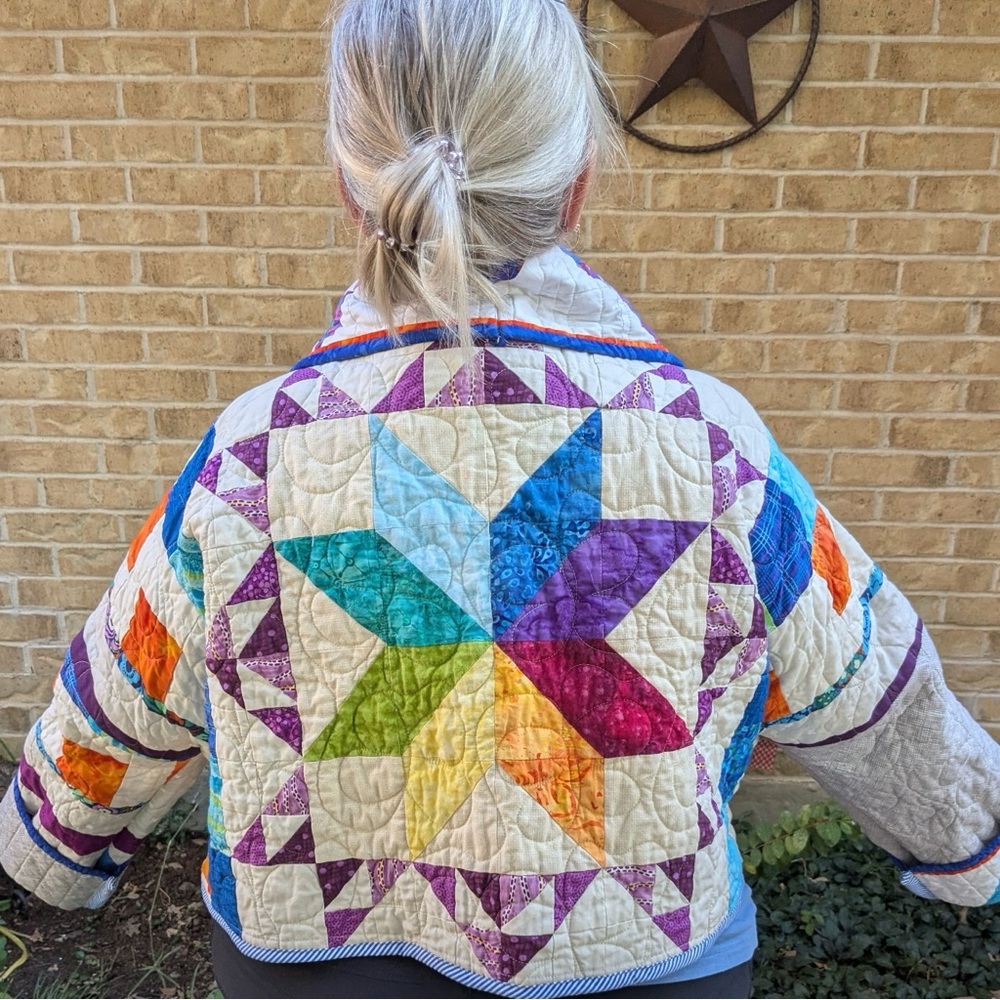 Colorful Patchwork Quilted Jacket-made from a quilt